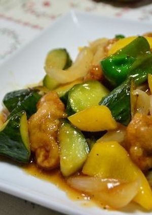 夏野菜の酢鶏-レシピのメイン写真