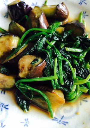 茄子とほうれん草の簡単炒め-レシピのメイン写真