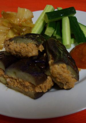挽肉茄子のはさみ蒸焼き♪-レシピのメイン写真