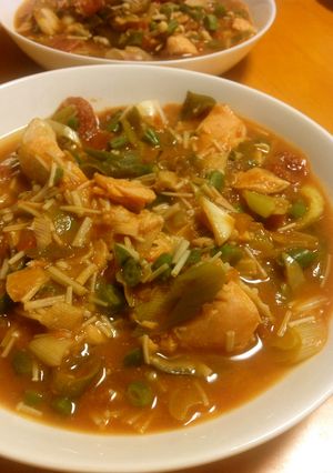 鮭と野菜のトマトソース味噌煮込み-レシピのメイン写真