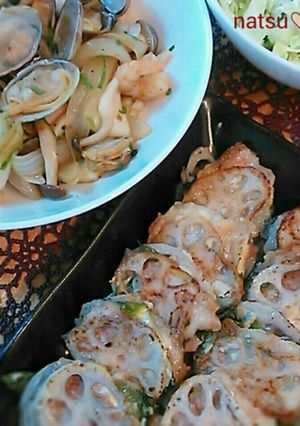 れんこんの豚バラしそ梅はさみ焼き-レシピのメイン写真