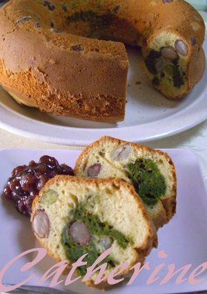 ☆甘煮豆in抹茶マーブルケーキ☆-レシピのメイン写真