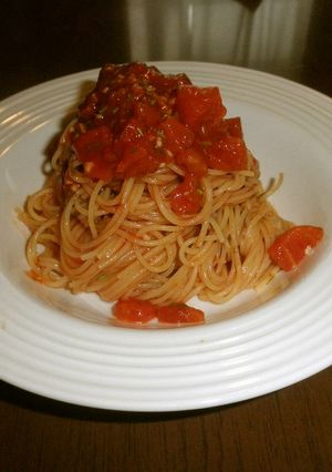 トマト缶で！バジルとトマトの冷製パスタ-レシピのメイン写真