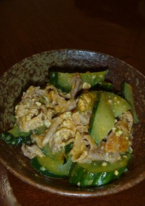 きゅうり大量消費！豚肉と豆腐でキムチ炒め-レシピのメイン写真