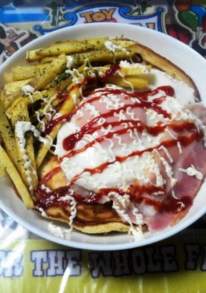 カンタン♪ホットケーキと目玉焼き♡♡-レシピのメイン写真