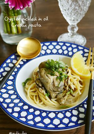 牡蠣オイル＆塩昆布で牡蠣クリームパスタ-レシピのメイン写真