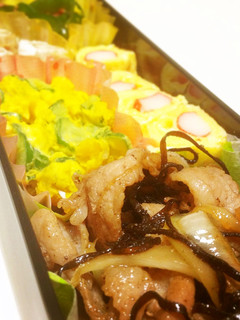 毎日弁当!豚肉の塩昆布炒め弁当-レシピのメイン写真