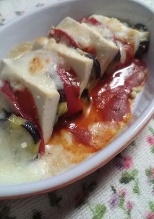 簡単★なす*トマト*豆腐の重ね焼き-レシピのメイン写真