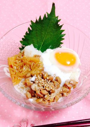 納豆となめたけのねばねばそーめん-レシピのメイン写真