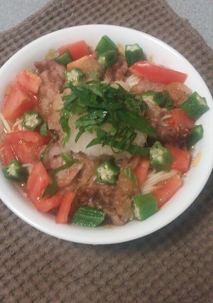 カリカリ豚のカラフルおろし素麺-レシピのメイン写真
