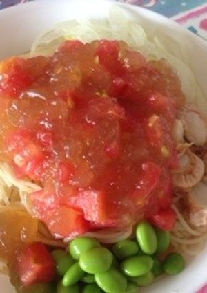 トマトのジュレの冷製パスタ♪-レシピのメイン写真