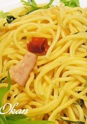 水菜とベーコンスパゲティ-レシピのメイン写真