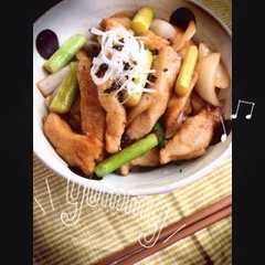 รูปของ ぷりぷり★アスパラとムネ肉のポン酢炒め