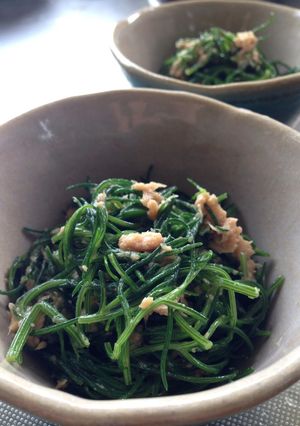 おかひじきとツナの醤油麹で胡麻和え-レシピのメイン写真