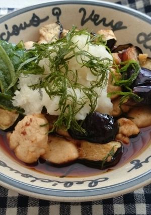 ☆ムネ肉と揚げナスのポン酢がけ☆-レシピのメイン写真