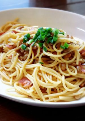 ☆スパドレで納豆パスタ☆ペペロンチーノ-レシピのメイン写真