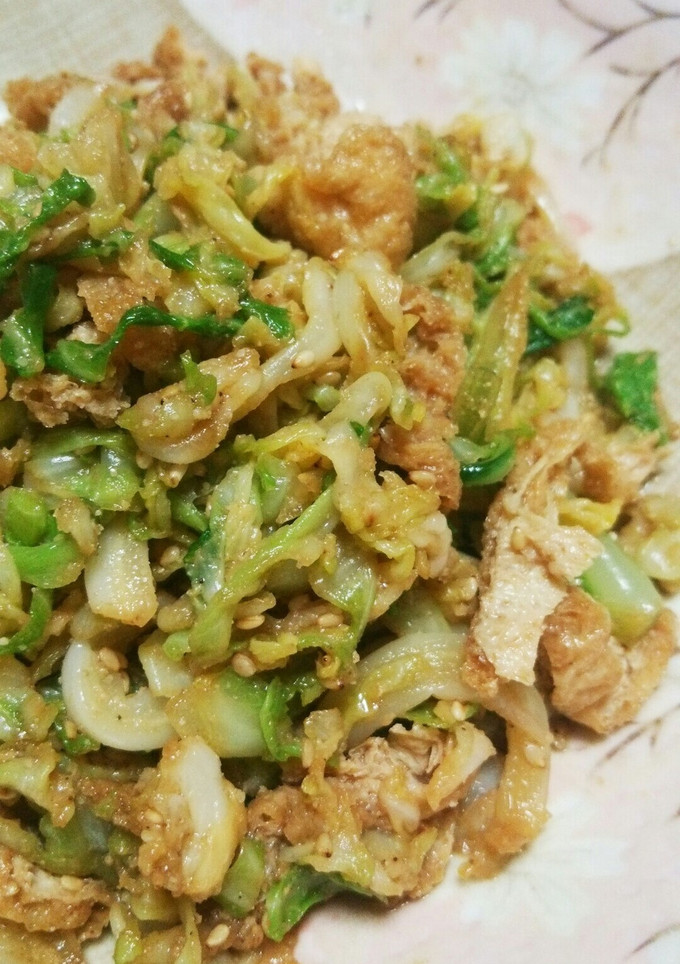 大量消費♪キャベツと油揚げの胡麻和え-レシピのメイン写真