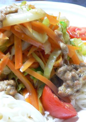 素麺の人参とキャベツのナムル&納豆のっけ-レシピのメイン写真