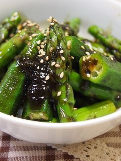 オクラとアスパラの海苔の佃煮和え-レシピのメイン写真