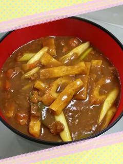 残りカレーでお揚げたっぷりカレーうどん♪-レシピのメイン写真