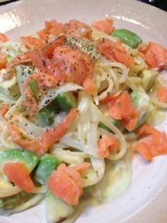 スモークサーモンとアボカドクリームパスタ-レシピのメイン写真