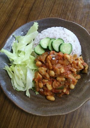 豆と鶏と夏野菜のトマト煮込み♪-レシピのメイン写真