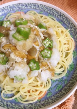 冷たく温かくても☆ネバ和のキノコパスタ-レシピのメイン写真