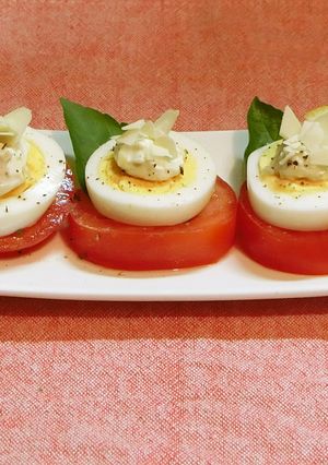 トマトと茹で卵でクリームチーズの前菜-レシピのメイン写真