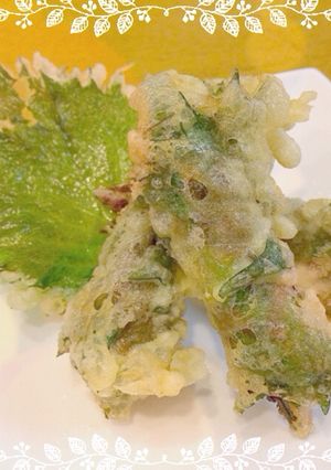 梅肉オクラの大葉包み天ぷら☆-レシピのメイン写真