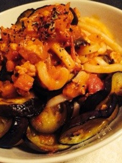 ナスのトマトクリームうどん-レシピのメイン写真