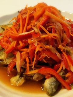 赤いお野菜たっぷり☆豆アジ南蛮漬け-レシピのメイン写真