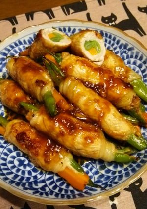 いんげん＊人参！豚deクルクル照焼♪-レシピのメイン写真