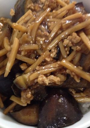 ダシが決め手！ナスとひき肉丼！-レシピのメイン写真