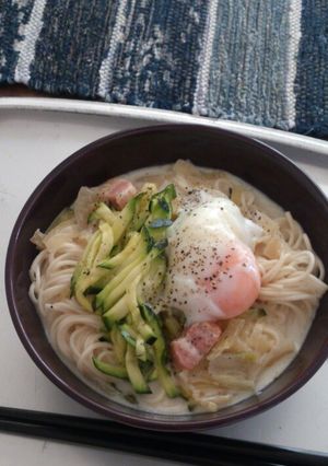 冷やしカルボナーラそうめん-レシピのメイン写真
