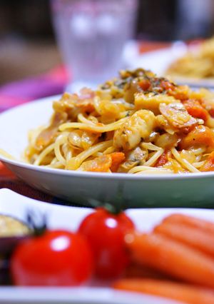 シーフードとトマトのパスタ-レシピのメイン写真