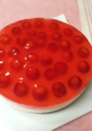 さくらんぼゼリーのレアチーズケーキ-レシピのメイン写真
