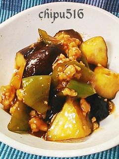 子供が喜ぶ挽き肉のなすとピーマン甘酢炒め-レシピのメイン写真