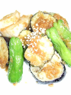 茄子とシシトウの唐揚げ胡麻味噌和え-レシピのメイン写真