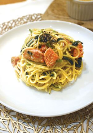 レンジで！サーモンきのこクリームパスタ-レシピのメイン写真