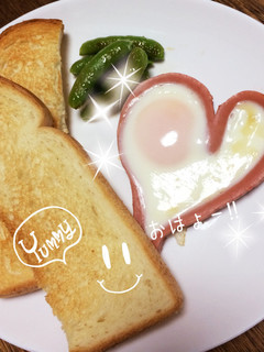ハート目玉焼きアート朝ご飯★めざましTV-レシピのメイン写真