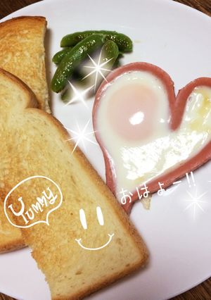 ハート目玉焼きアート朝ご飯★めざましTV-レシピのメイン写真