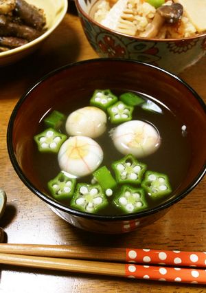 オクラとお麩のお吸い物-レシピのメイン写真