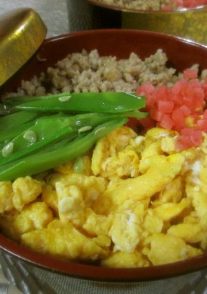 我が家の鶏そぼろ4色飯-レシピのメイン写真