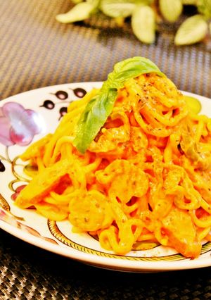 フライパン一つで簡単トマトクリームパスタ-レシピのメイン写真