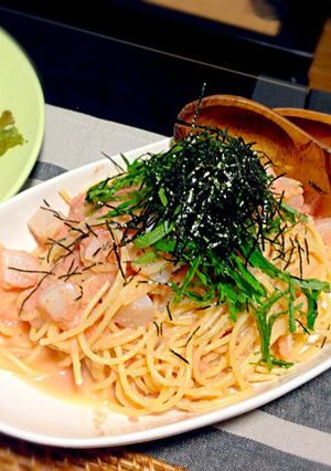 ホタテと大葉の明太スパ-レシピのメイン写真