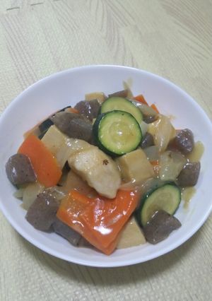 ズッキーニと鶏肉の味噌炒め-レシピのメイン写真