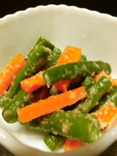 いんげんとにんじんの塩麹ごま和え♪-レシピのメイン写真