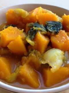 フライパンでかぼちゃと青梗菜の煮付け♥️-レシピのメイン写真
