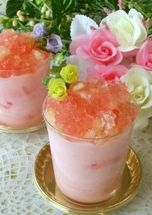 桃のムース♡キラキラゼリーのせ-レシピのメイン写真