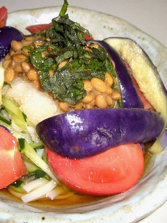 夏野菜たっぷり!おろし納豆うどん-レシピのメイン写真